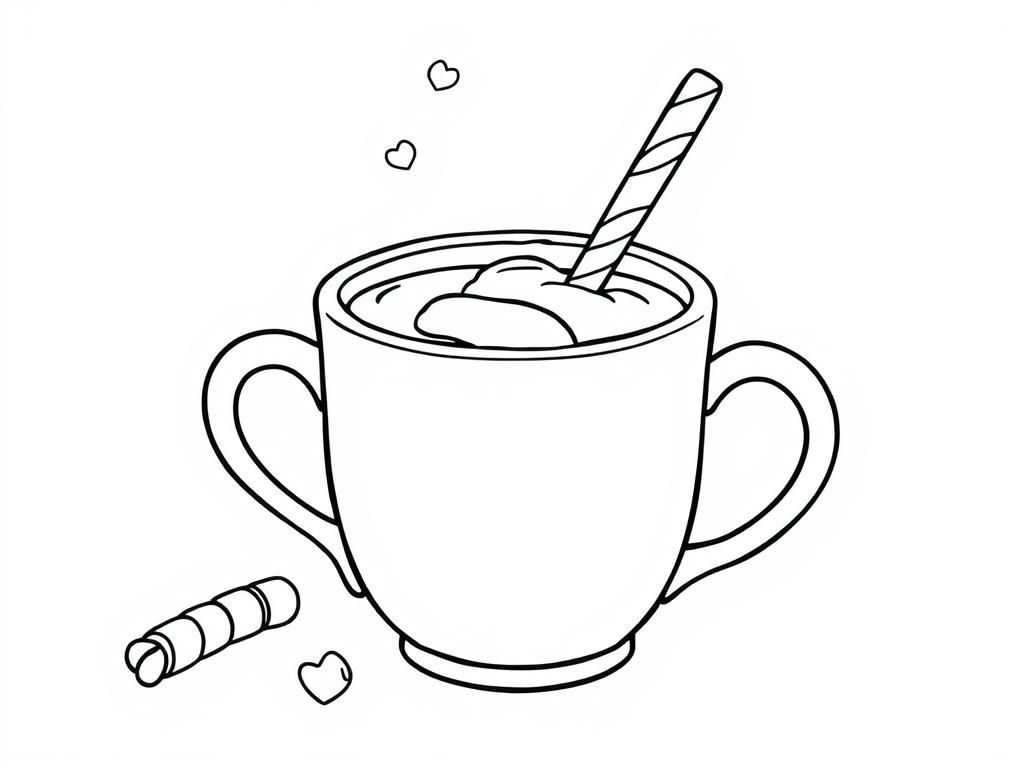 Kleurplaat van warme chocolademelk