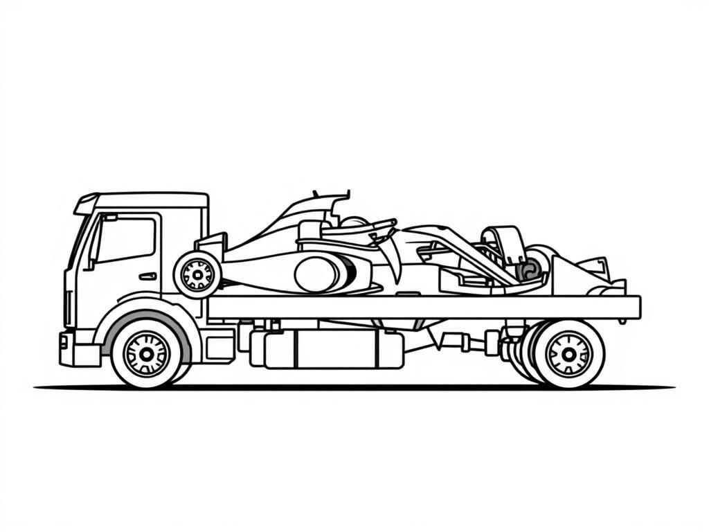 Preview of Hot wheels transportation truck carrying many formula 1