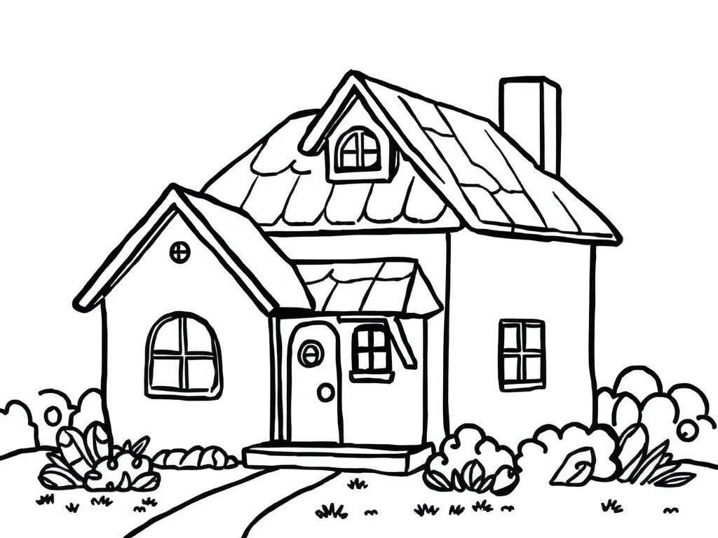 Coloring Page of a Charming House
