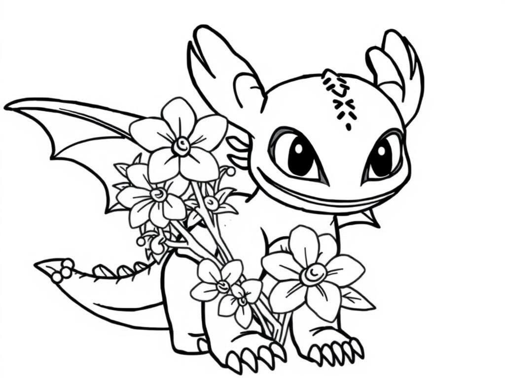 Preview of how to train your dragon toothless with flower bouquet