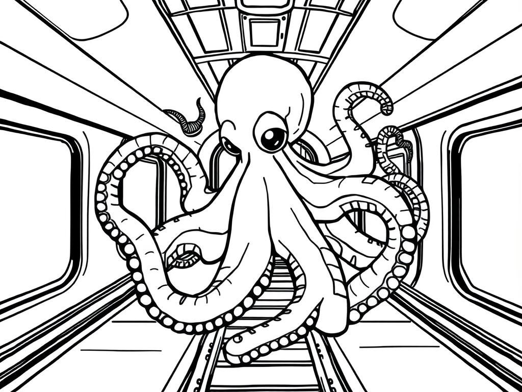 Octopus in Space Coloring Page
