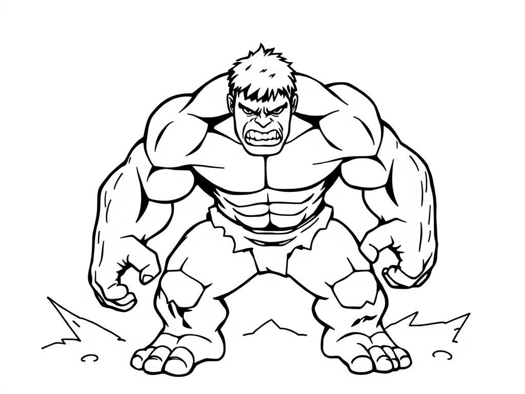 Superhero Coloring Page Featuring the Incredible Hulk