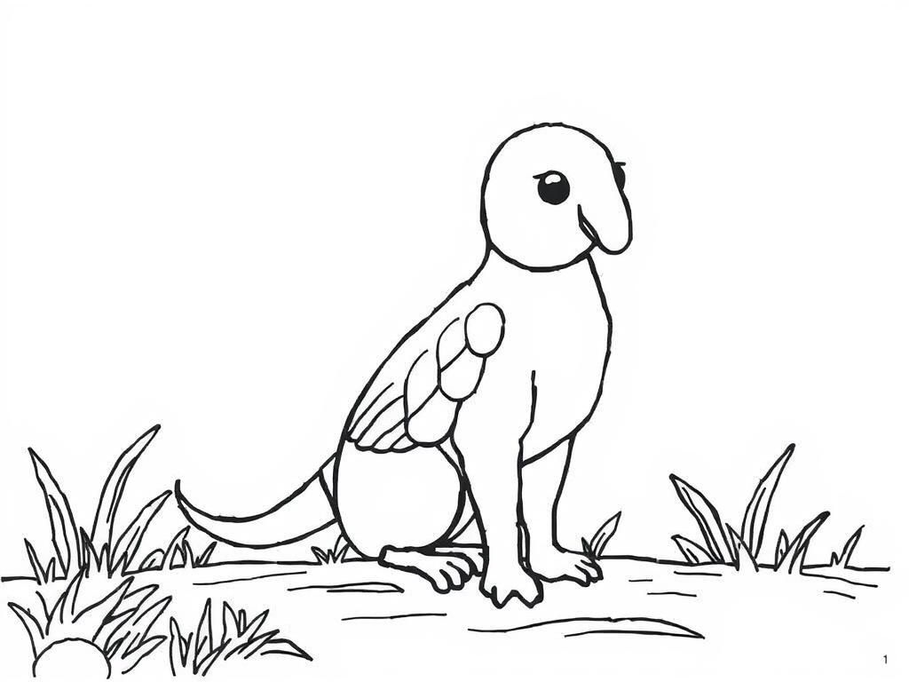 Dino Sitting in Grass Coloring Page