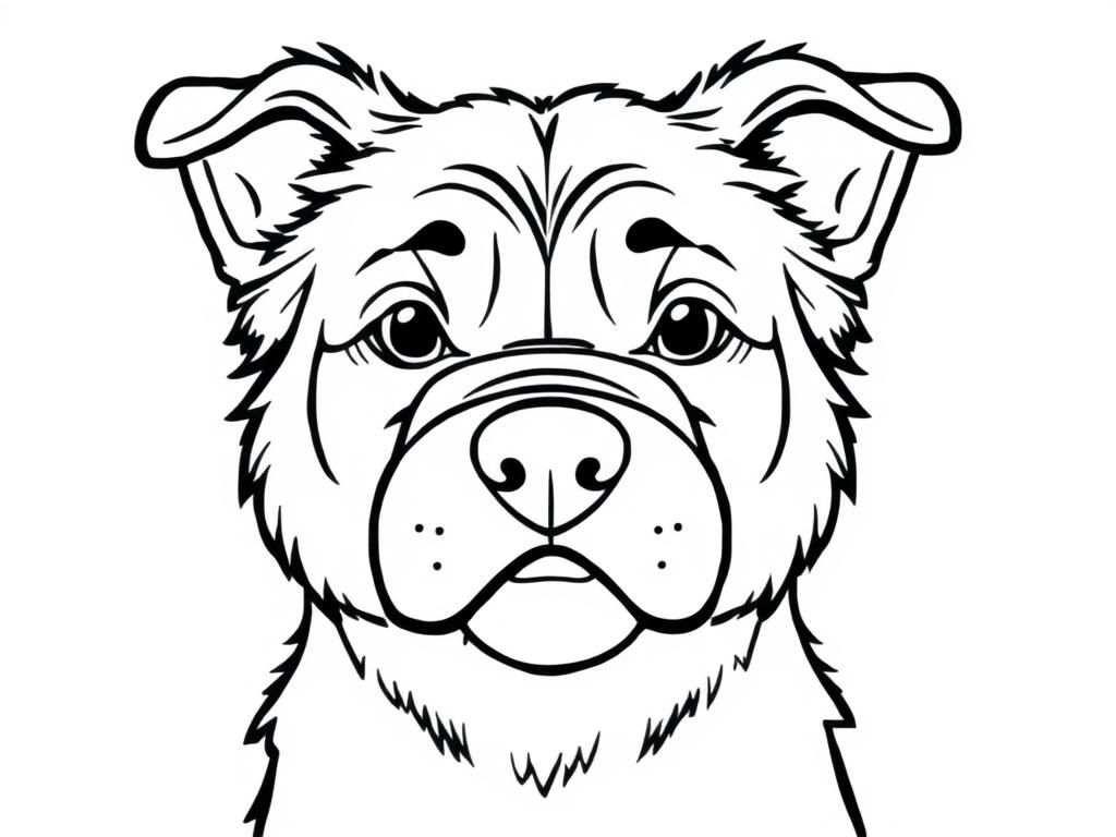 Cute Dog Face Coloring Page
