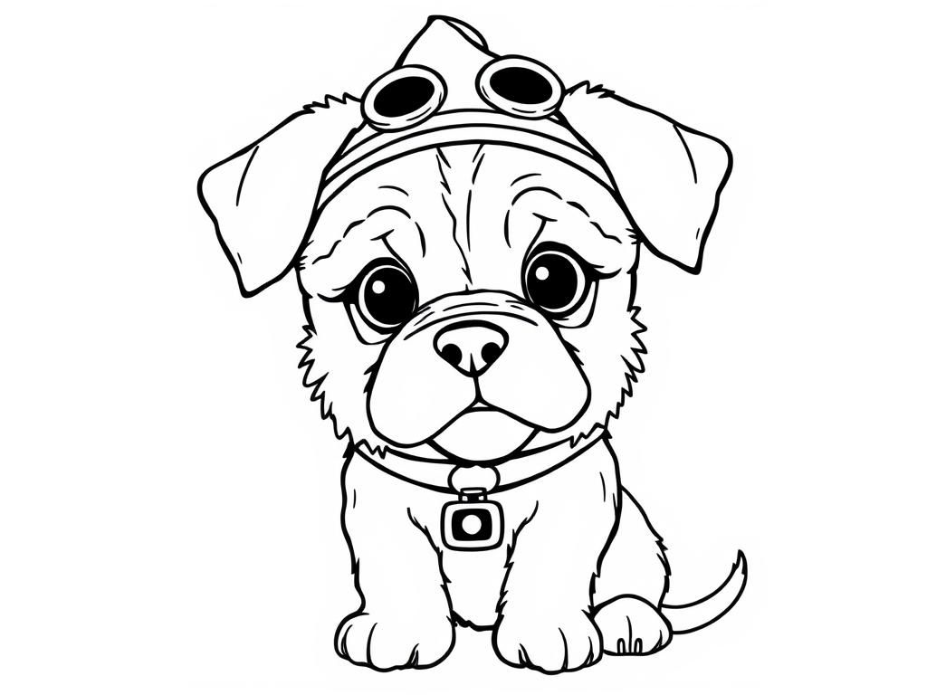 Cute Puppy Pilot Coloring Page