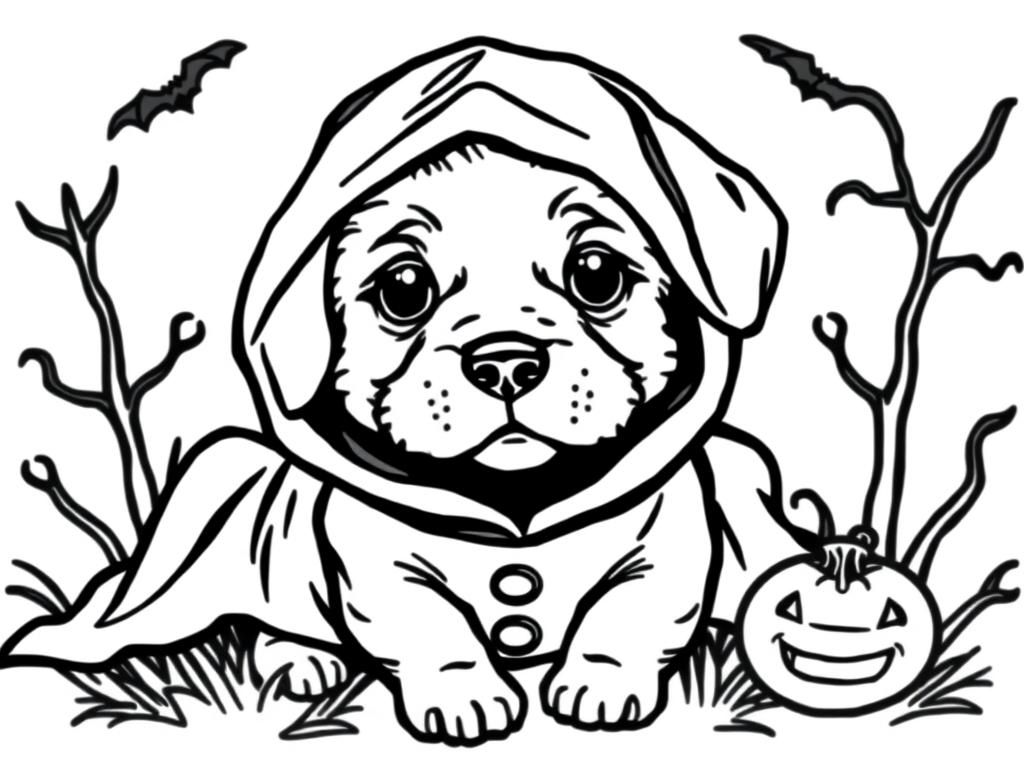 Halloween Puppy Coloring Page