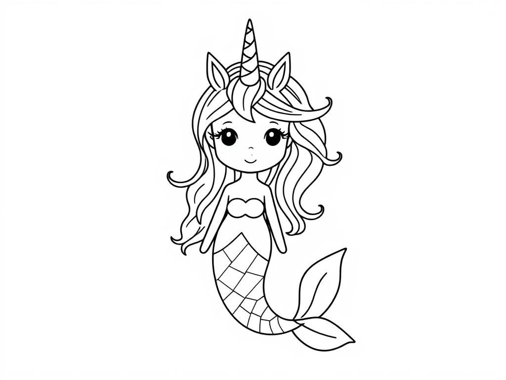 Mermaid Unicorn Coloring Page