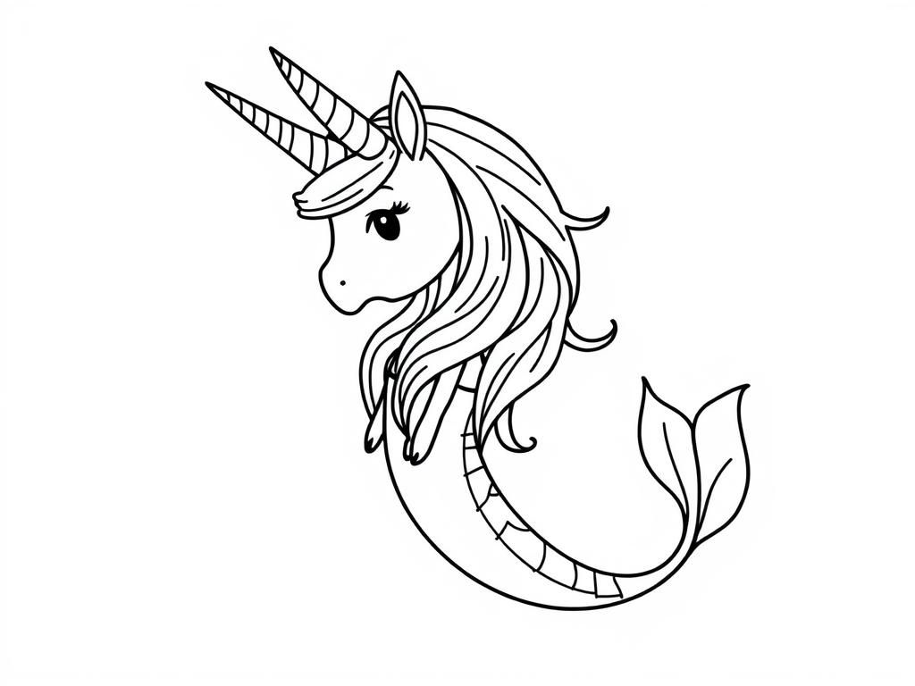 Mermaid Unicorn Coloring Page