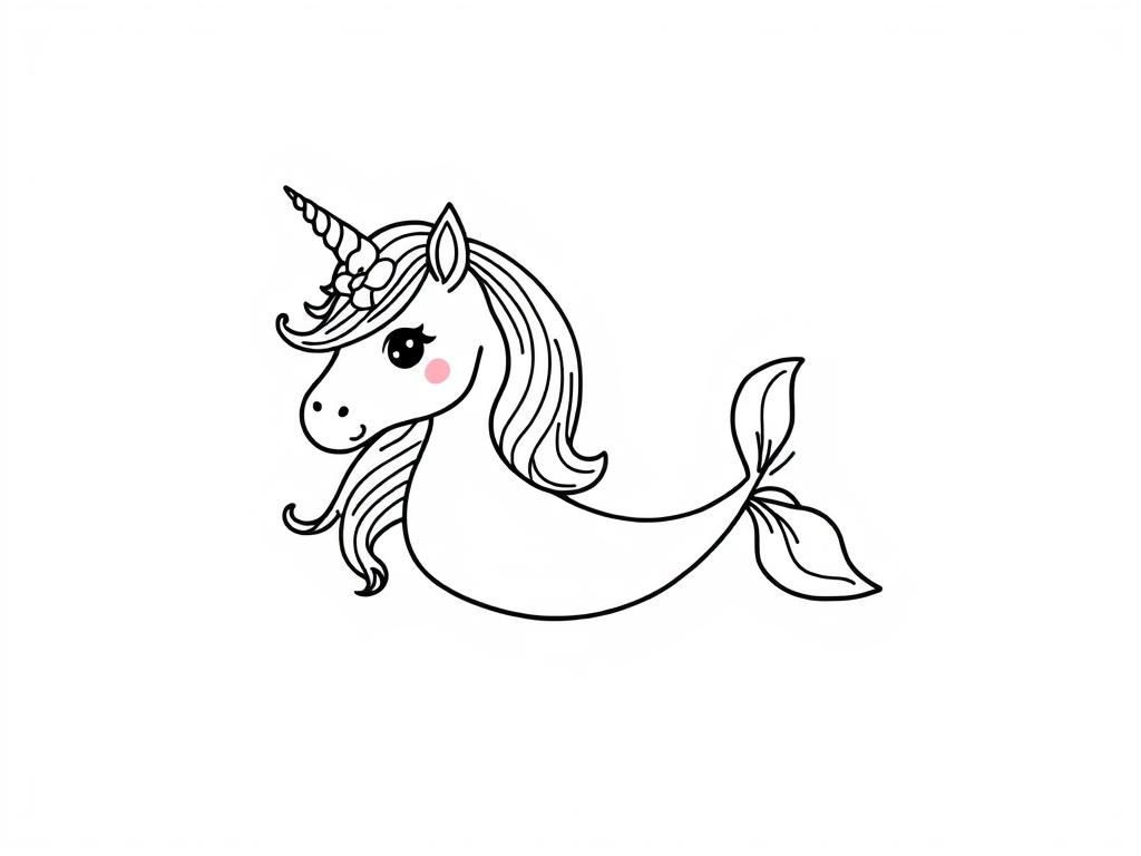 Mermaid Unicorn Coloring Page