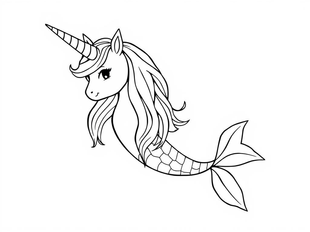 Mermaid Unicorn Coloring Page