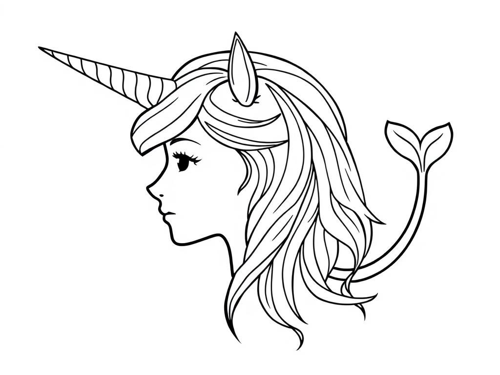 Mermaid Unicorn Coloring Page