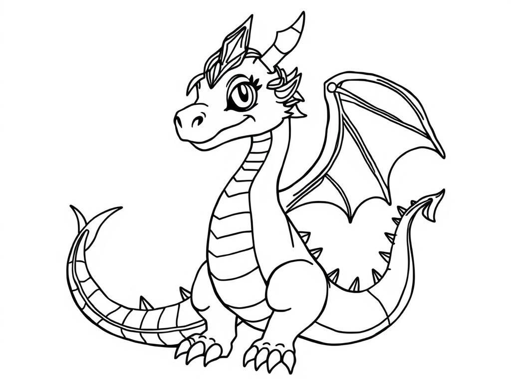 Adorable Dragon Coloring Page for Kids