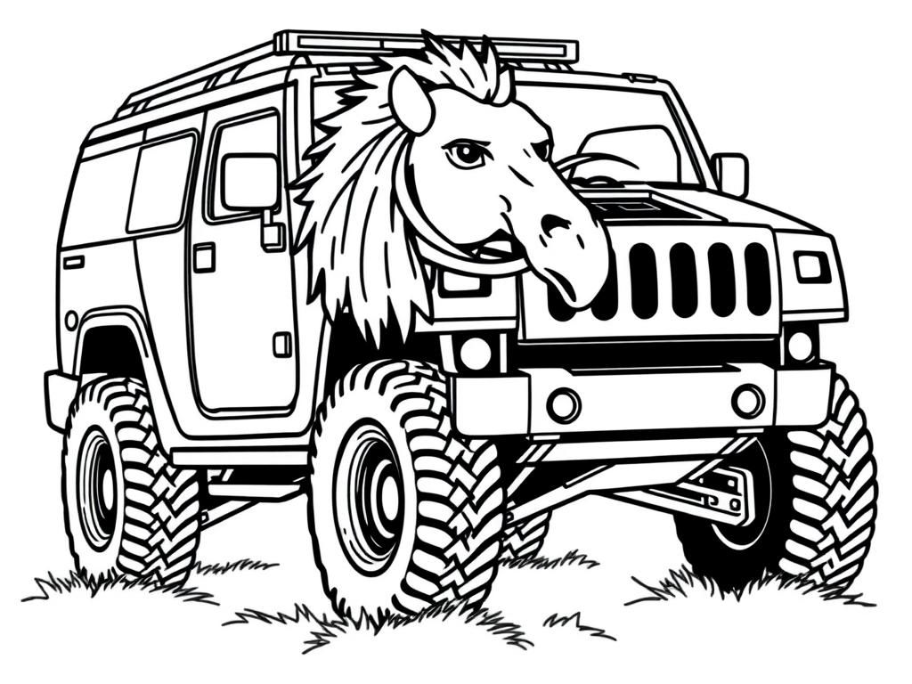 Horse Jeep Coloring Page