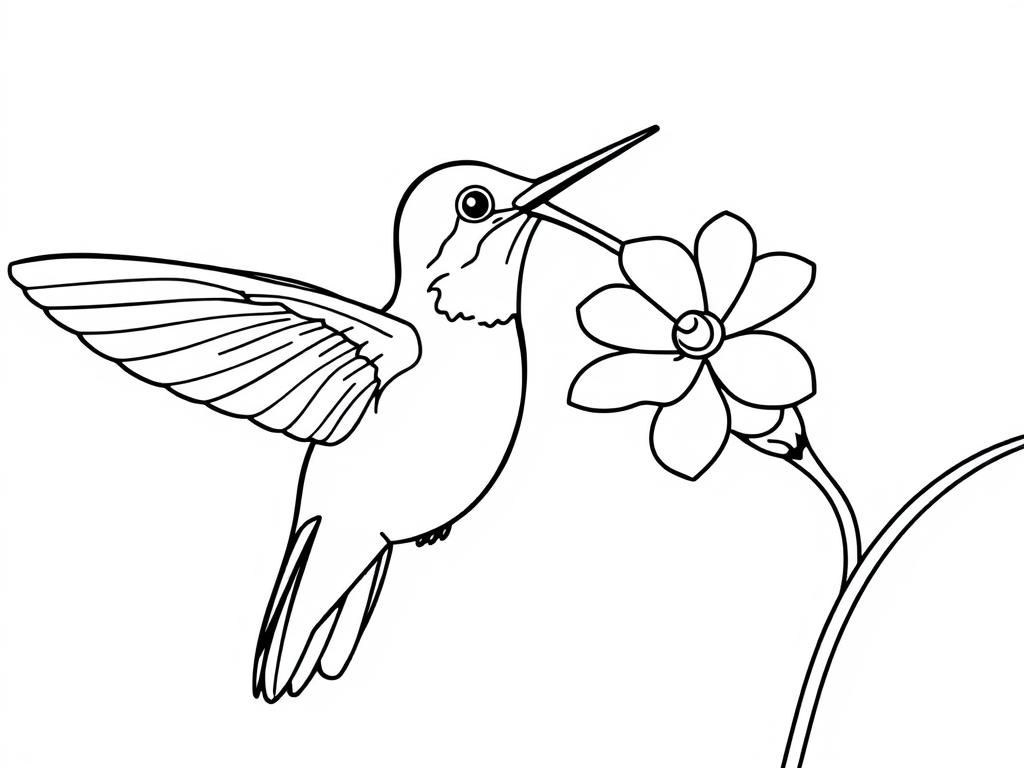 Hummingbird Sipping Nectar Coloring Page