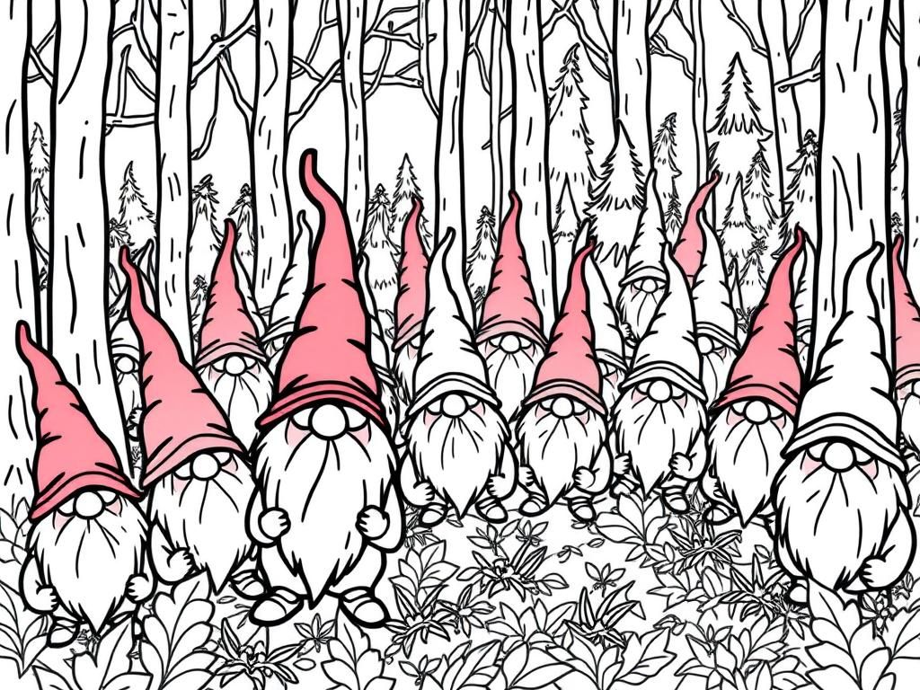 Hundreds of little gnomes in a forest