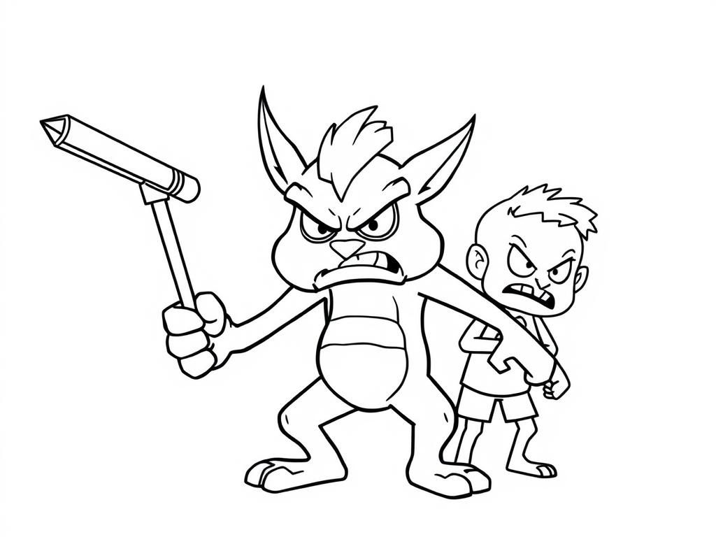 Angry Monster Coloring Page