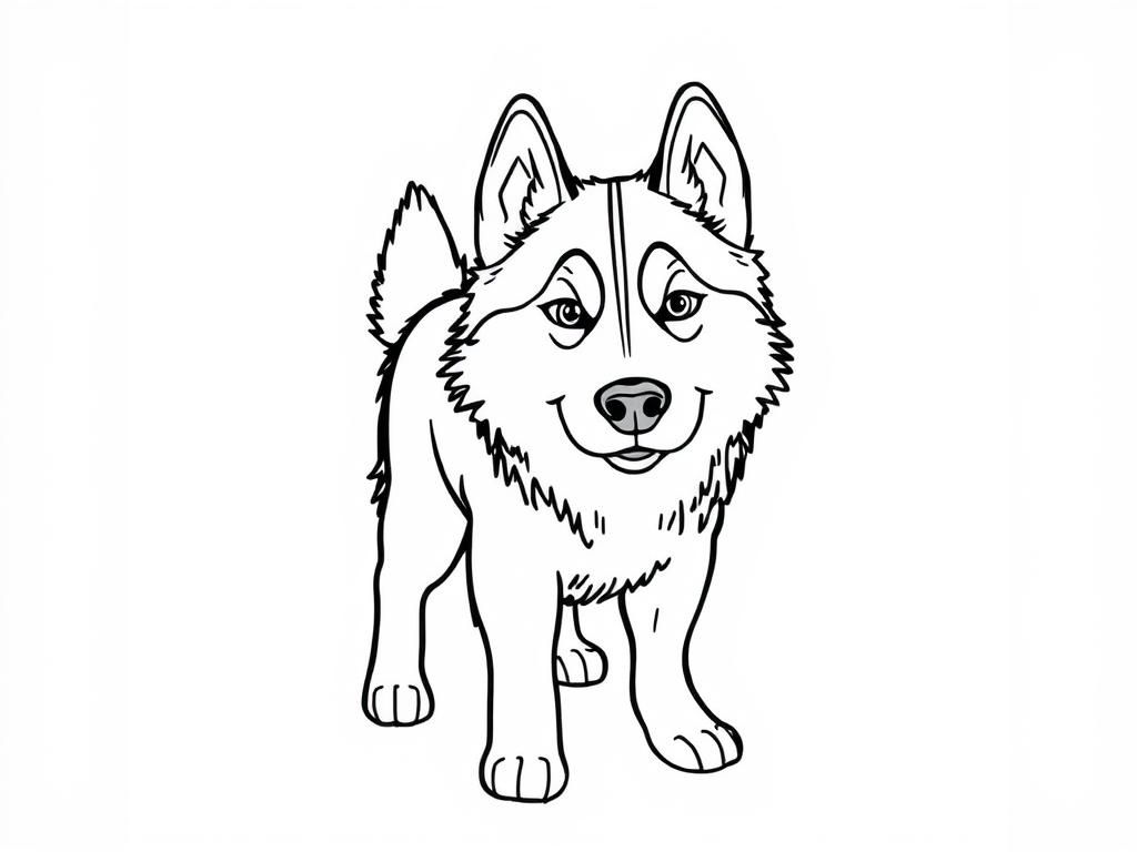 Coloring Page of a Friendly Cartoon Dog
