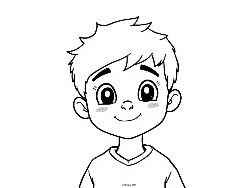 Smiling Boy Coloring Page