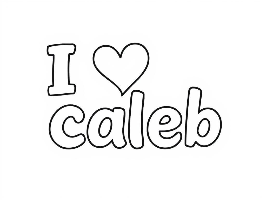 Personalized I Love Caleb Coloring Page