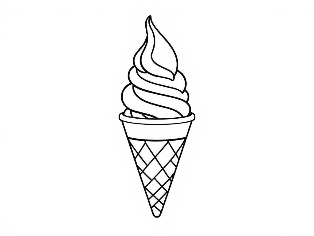 Ice Cream Cone Coloring Page for Kids and Adults