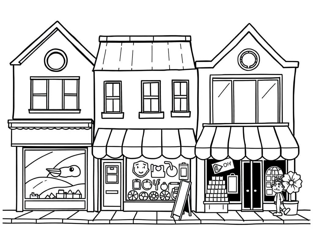 image of differents stores in a street