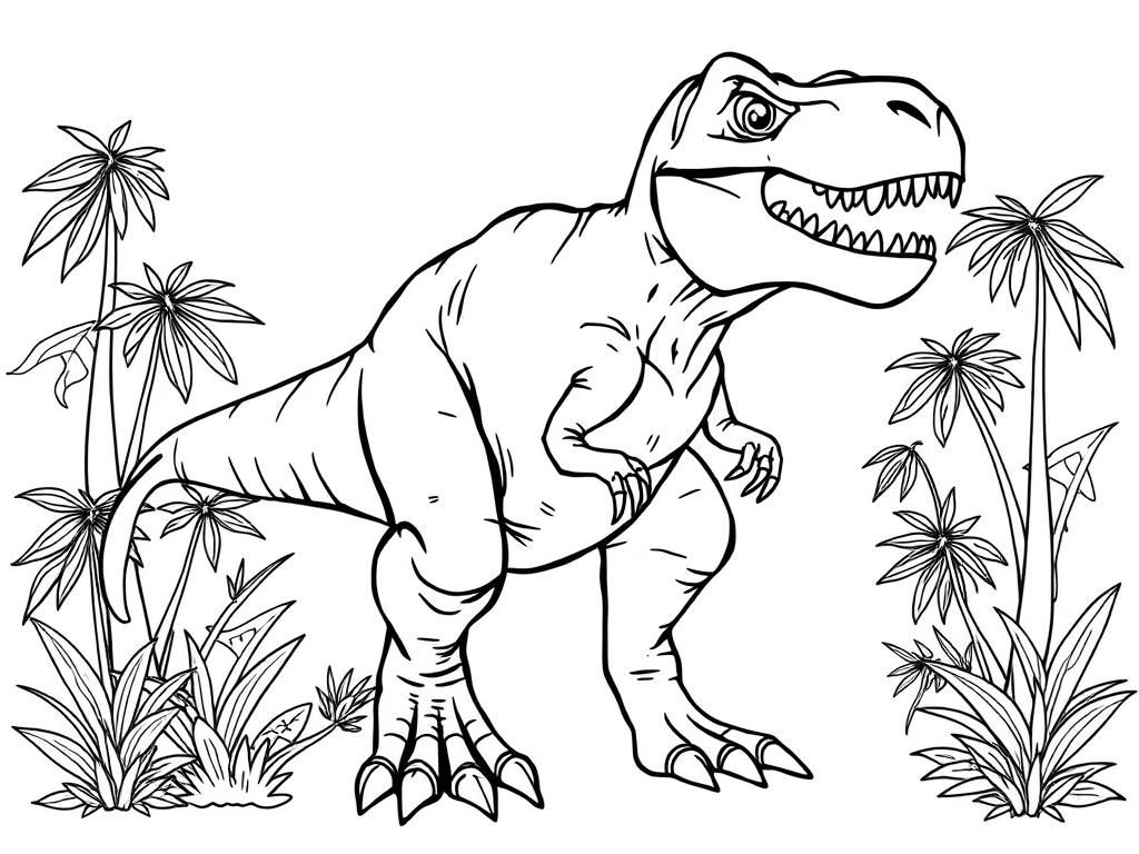 Dinosaur Coloring Page: T-Rex Adventure - coloring page