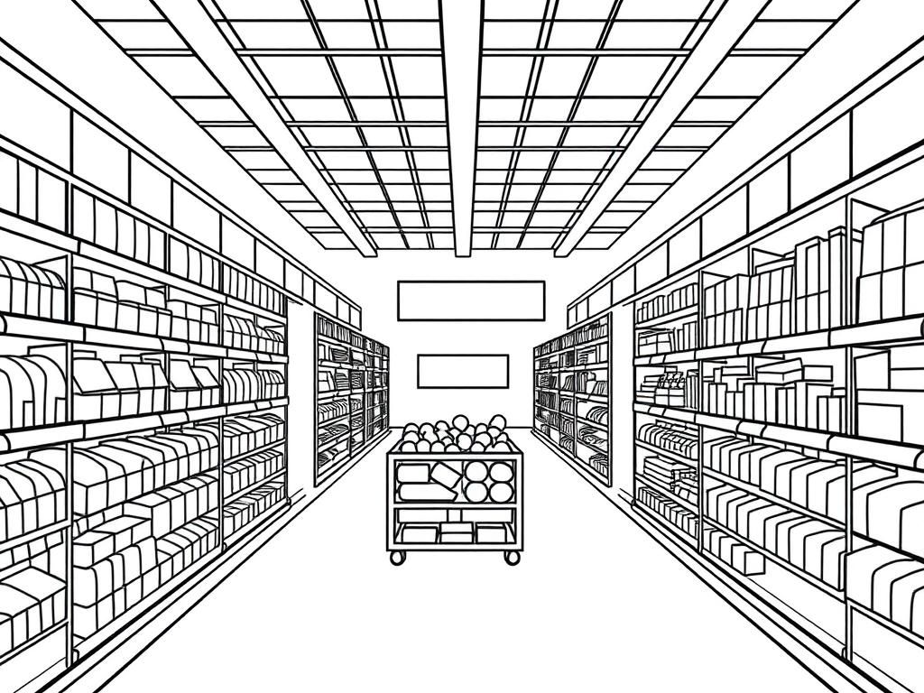Grocery Store Aisle Coloring Page