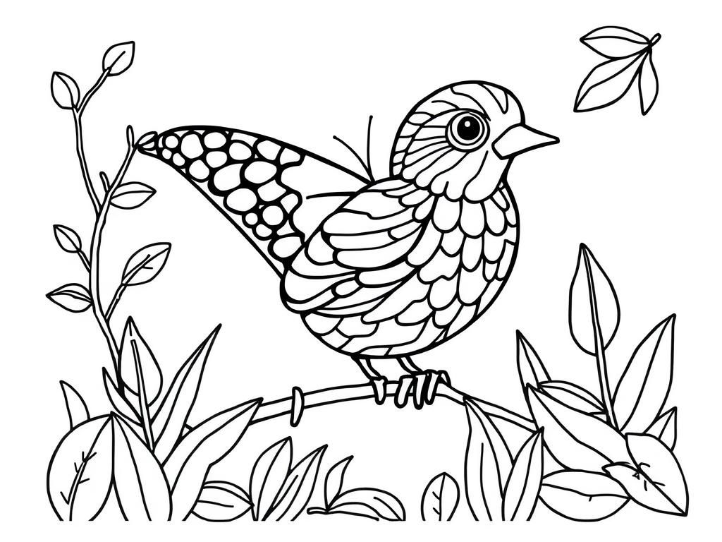 Bird Coloring Page: Nature's Delights