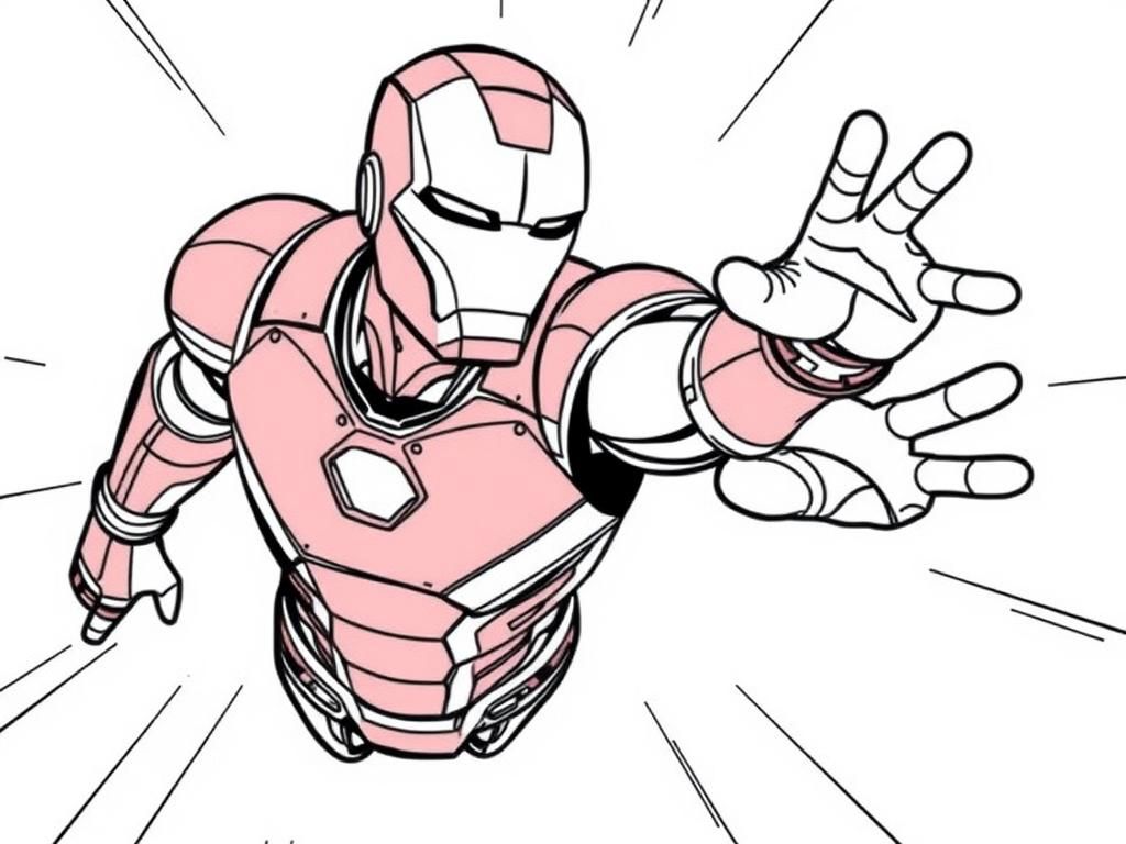 iron man flying - Free Printable Coloring Page