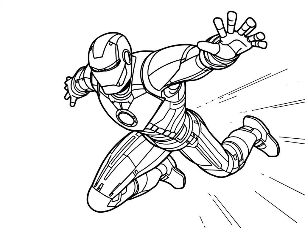 iron man flying - Free Printable Coloring Page