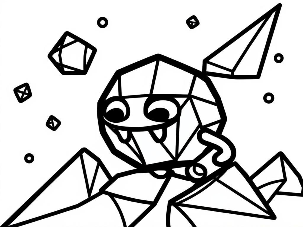 Geometric Dragon Coloring Page