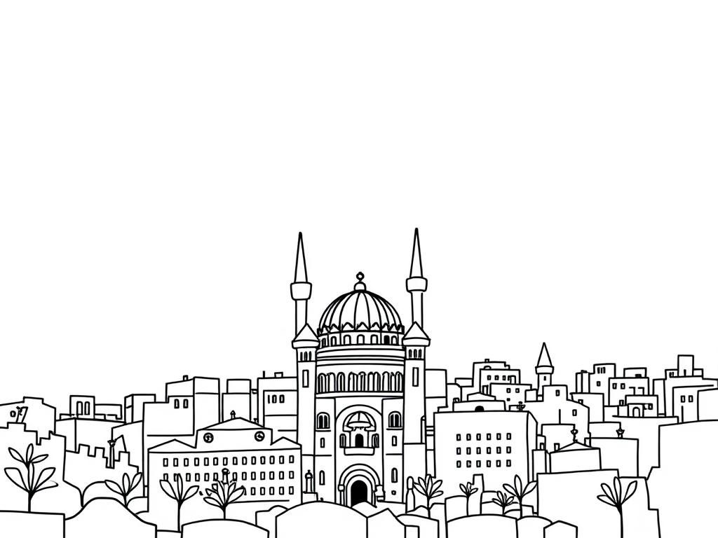 Mosque Architecture Coloring Page