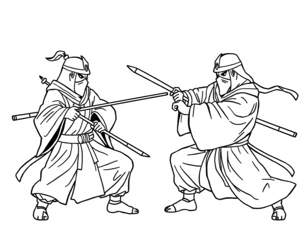 Japanese ninja-like emperors fighting