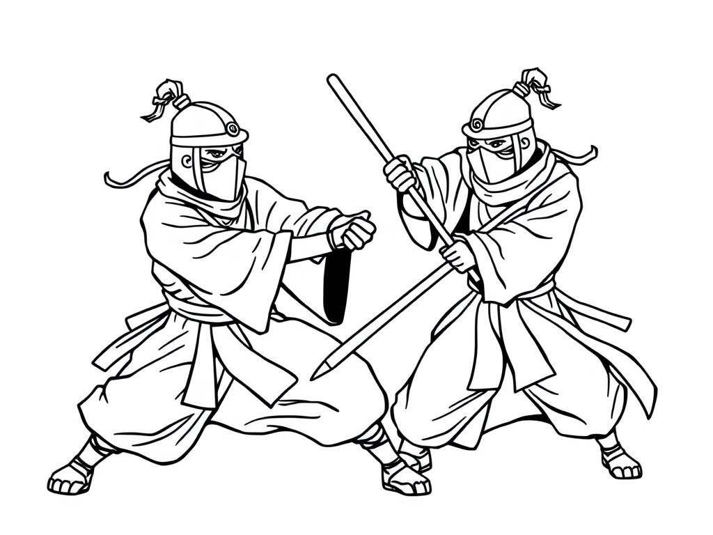 Japanese ninja-like emperors fighting