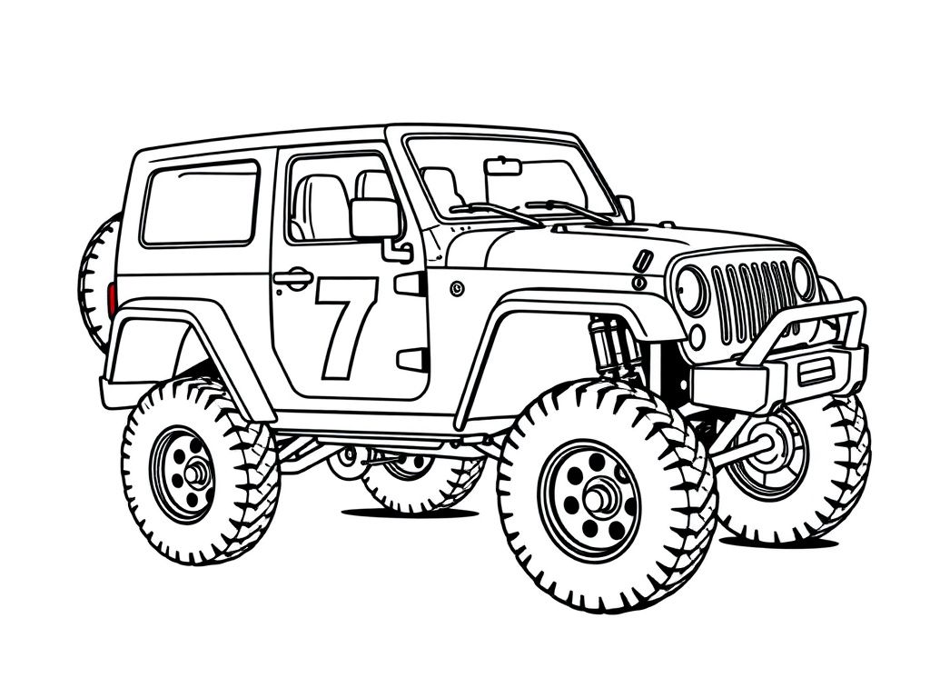 Jeep Off-Road Vehicle Coloring Page
