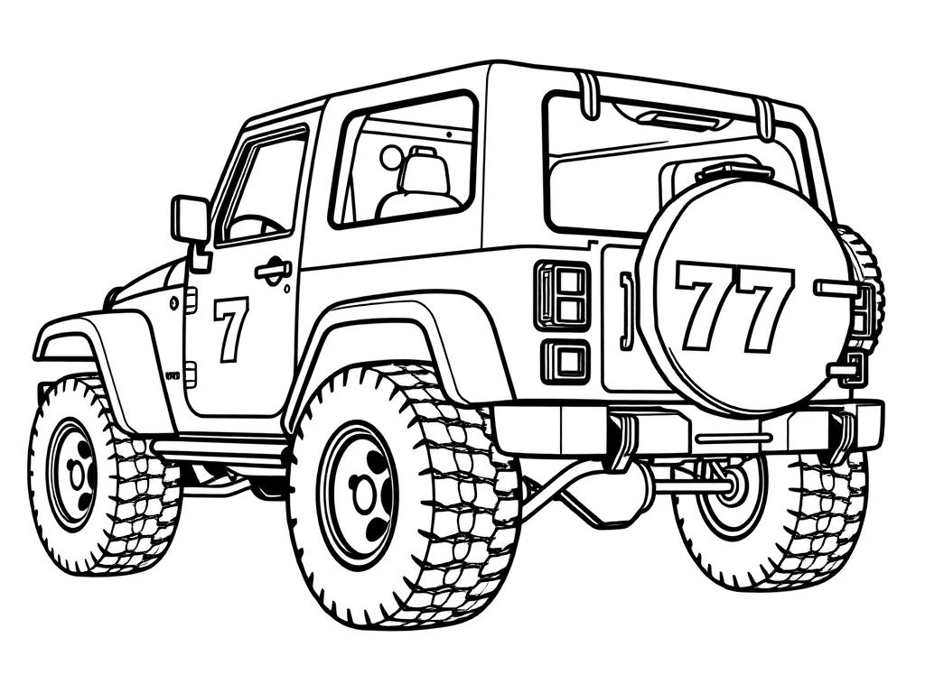 Jeep Coloring Page with Big Tires