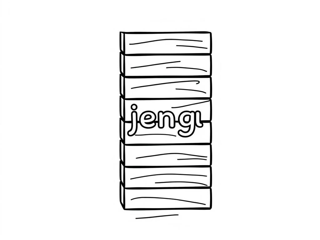 Jenga Block with word "jenga"