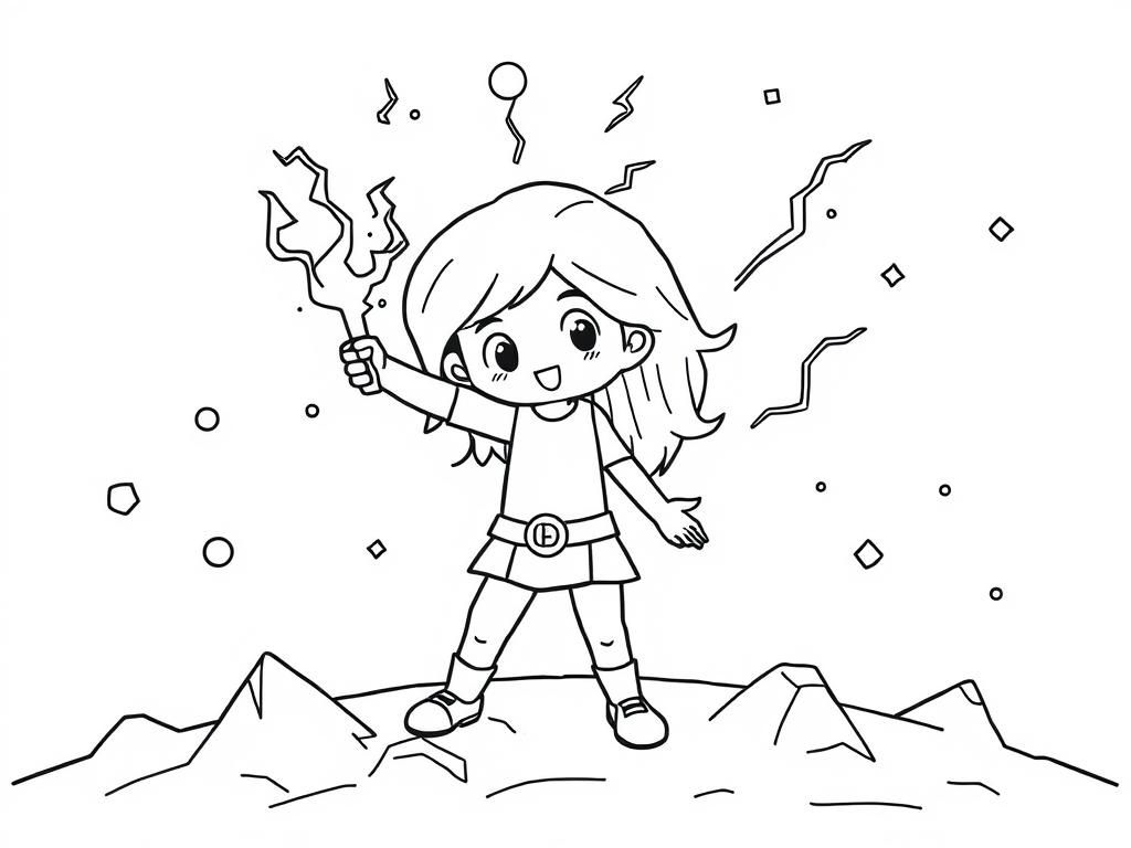 Happy Girl with Sparkler Coloring Page