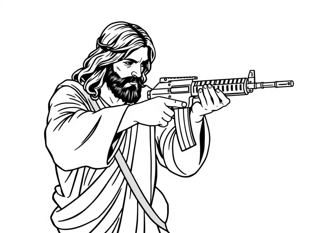 Preview of Jesus shooting an ak-47