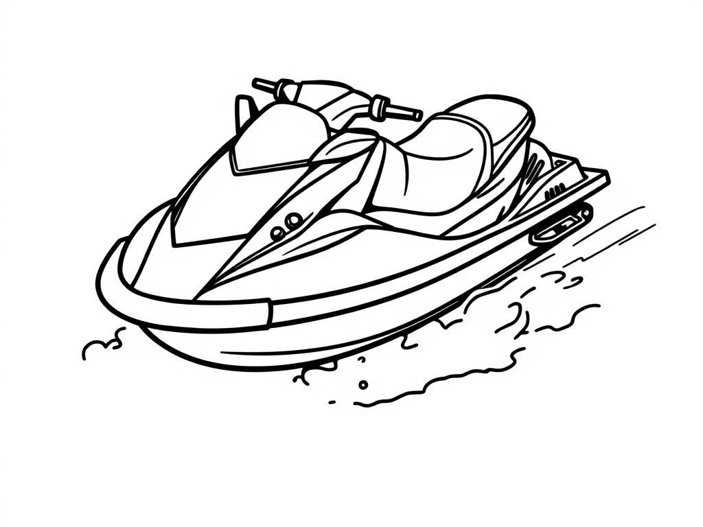 Jet Ski Coloring Page for Kids and Adults - Fun Watercraft Design