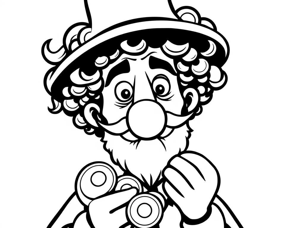 Preview of Jewish person with big nose and curls holding gold coins