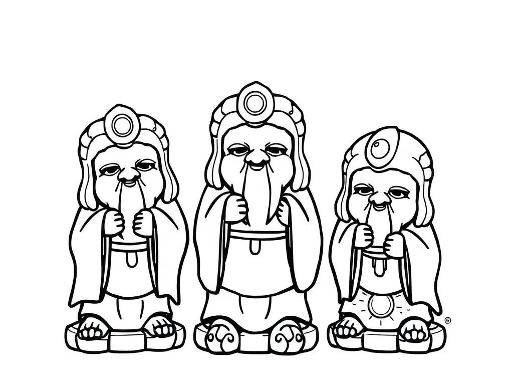 Jizu statues kawaii - Free Printable Coloring Page