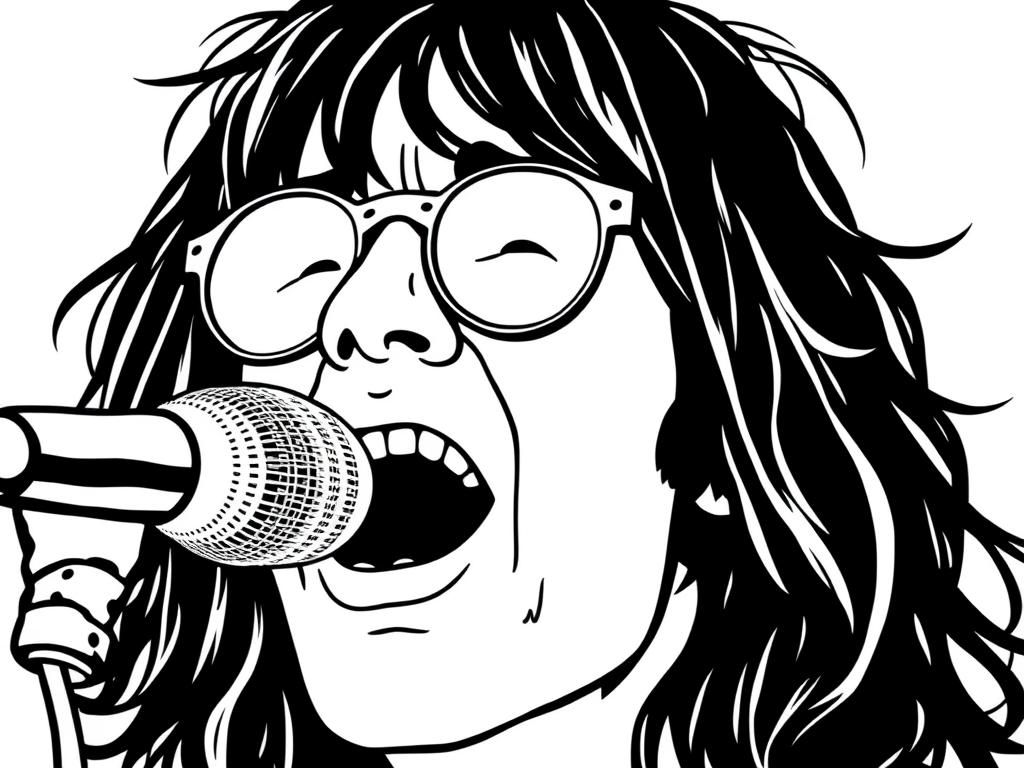 Kleurplaat van een zingende muzikant