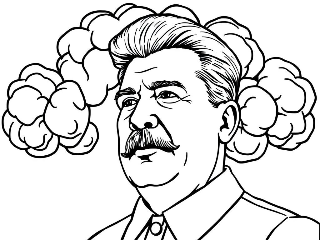 Kleurplaat van de historische figuur Stalin
