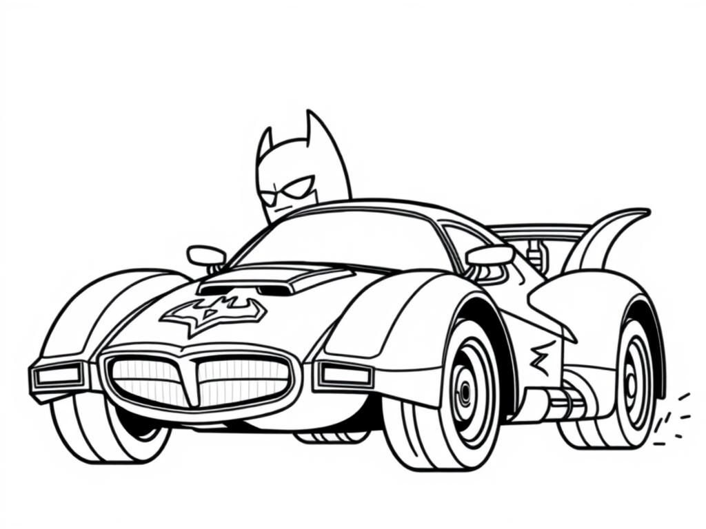 Batman in Batmobile Coloring Page