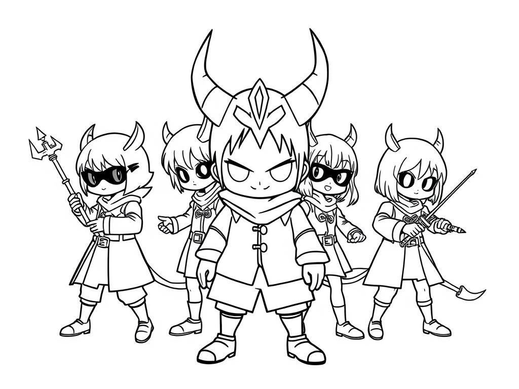 Kleurplaat van Devil Friends