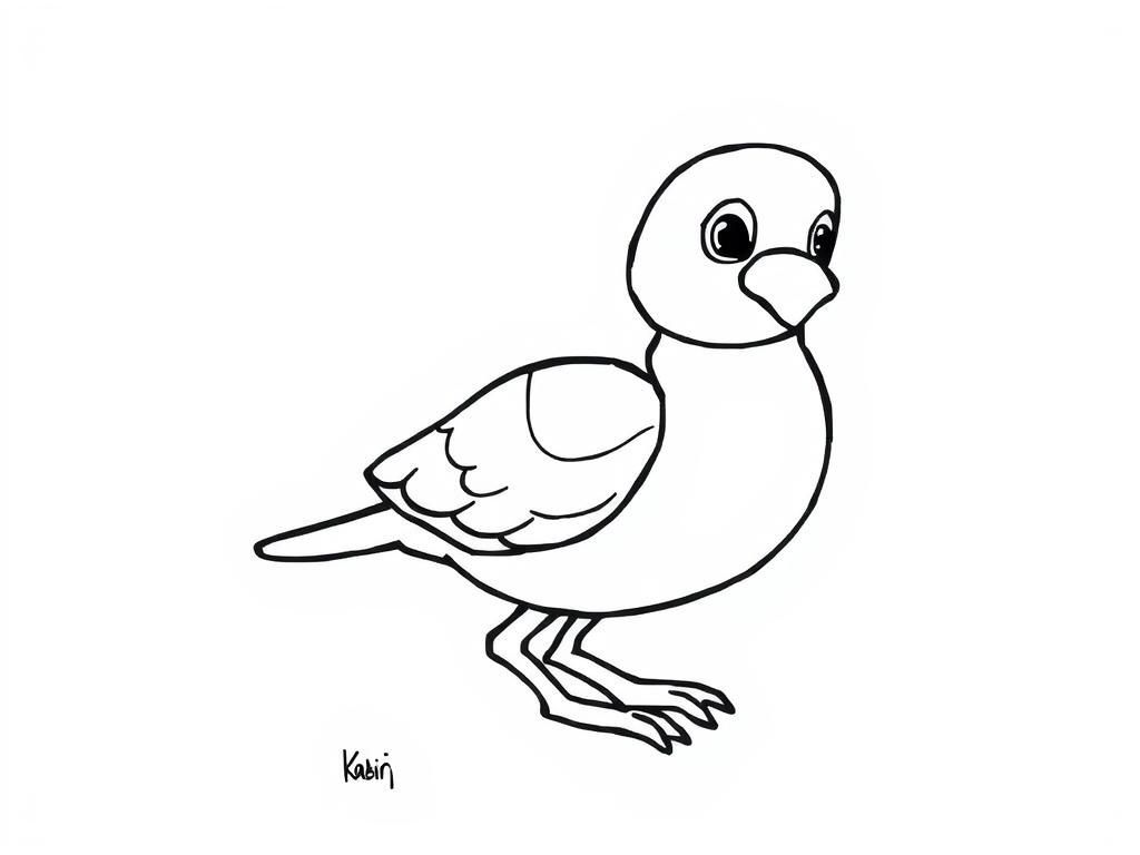 Cute Cartoon Bird Coloring Page