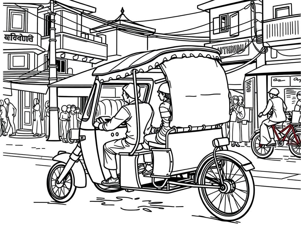 Tuk-Tuk Coloring Page: Urban Adventure