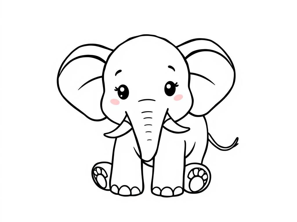 Kleurplaat van een olifant voor kinderen