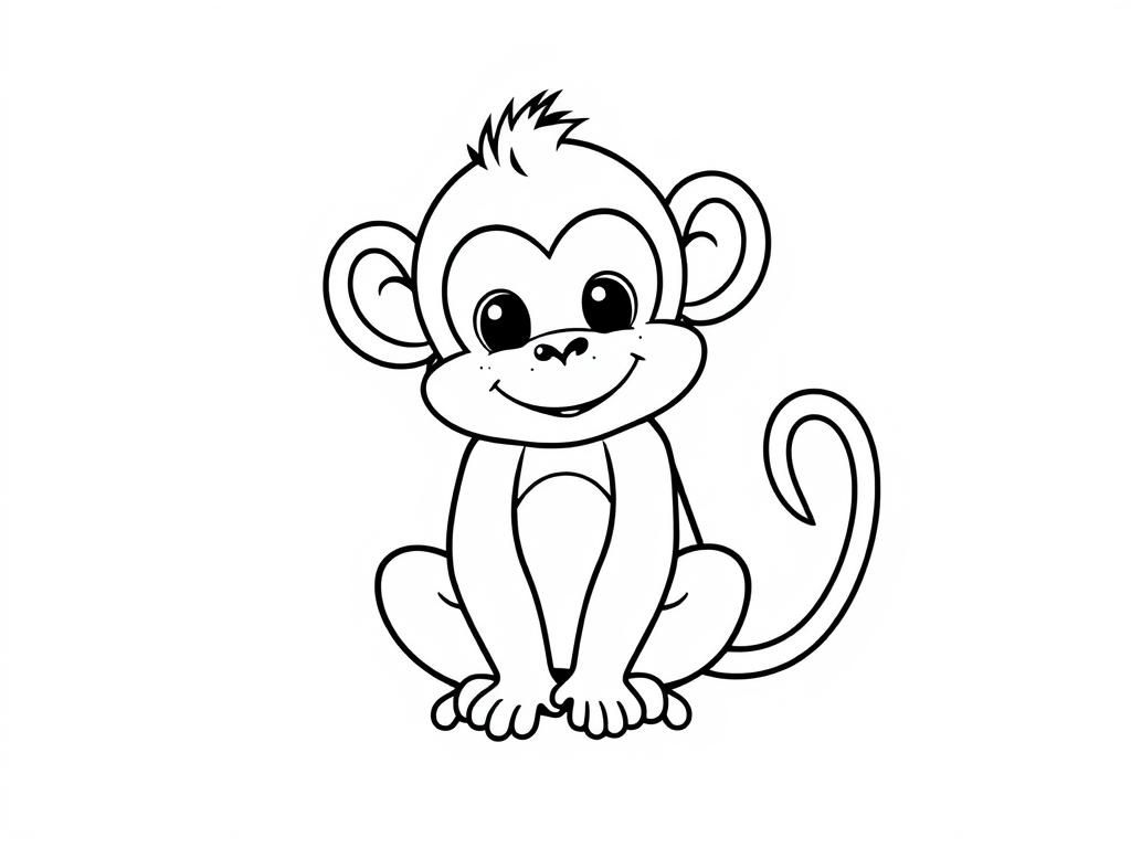 kawaii monkey - Free Printable Coloring Page